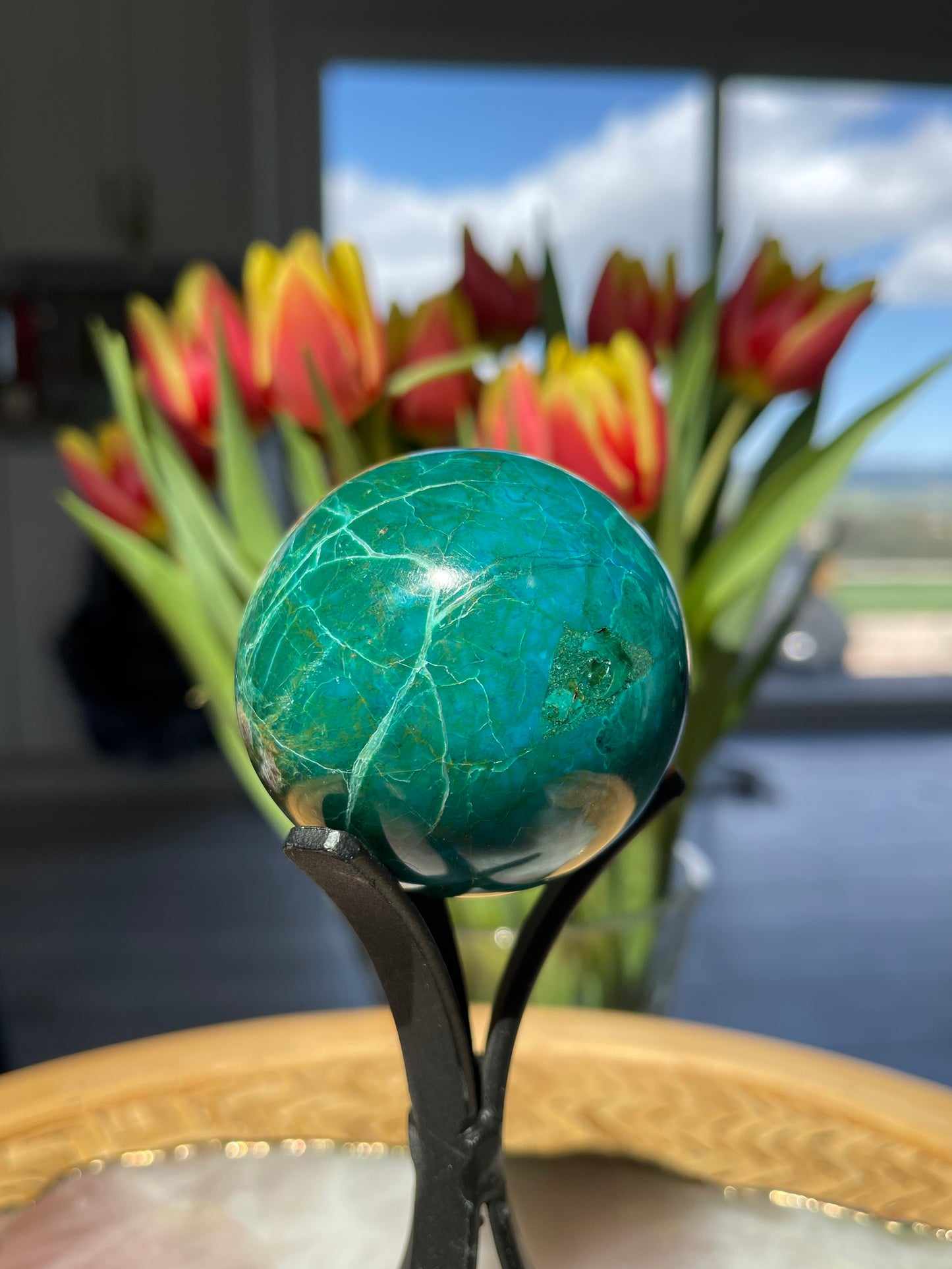 Malacolla Sphere: Chrysocolla & Malachite