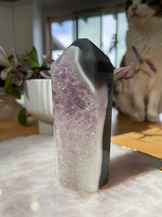 Amethyst x Agate Tower - 5.5 inch