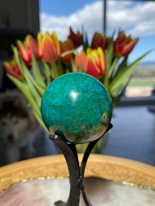 Malacolla Sphere: Chrysocolla & Malachite