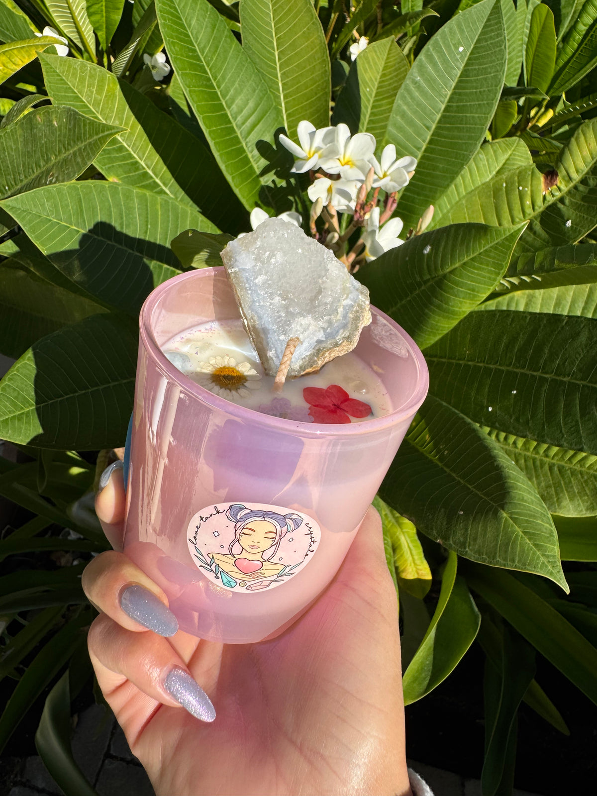 Rose Milk Lush Crystal Candle