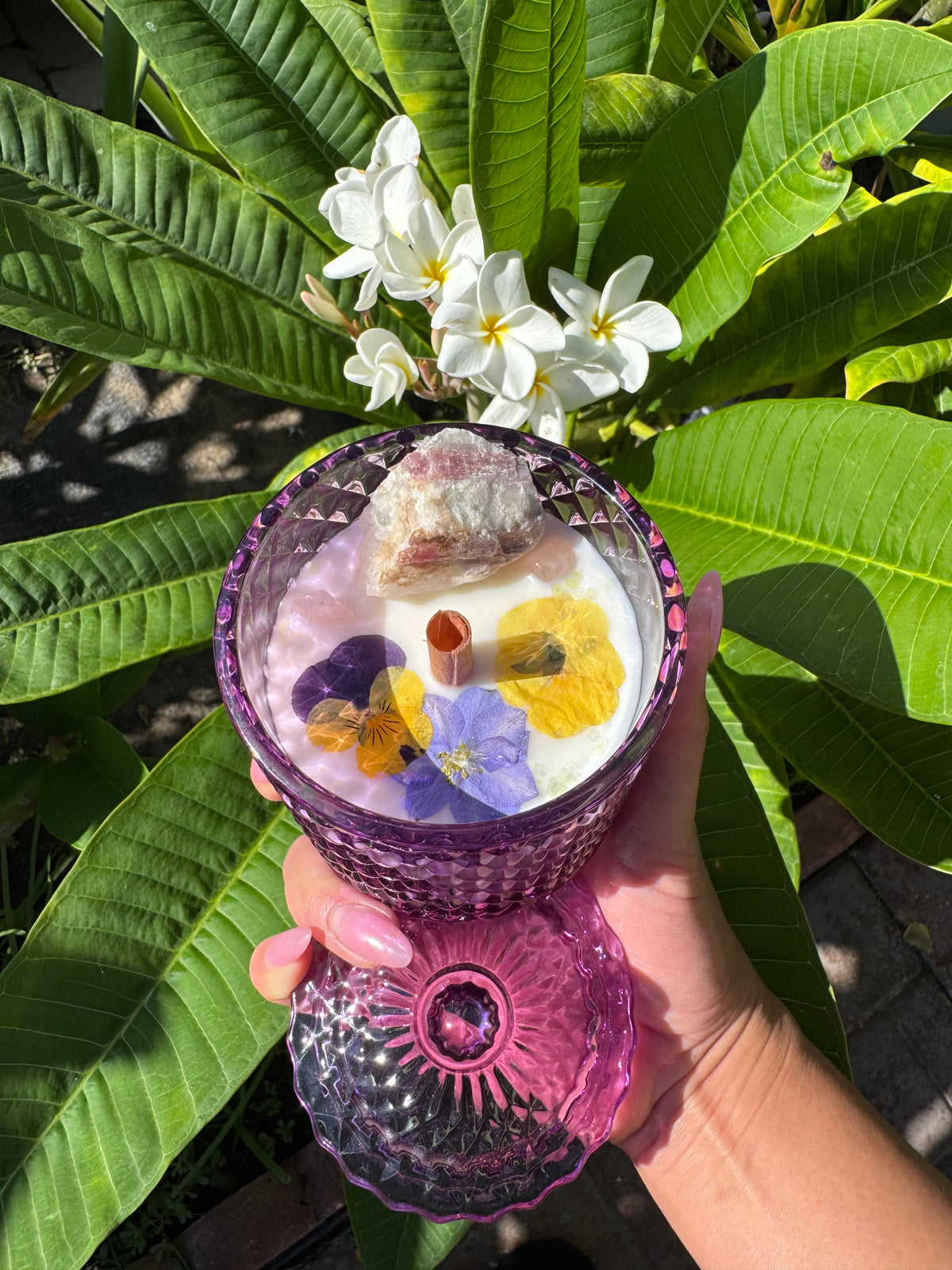Velvet Berry Bloom Crystal Candle