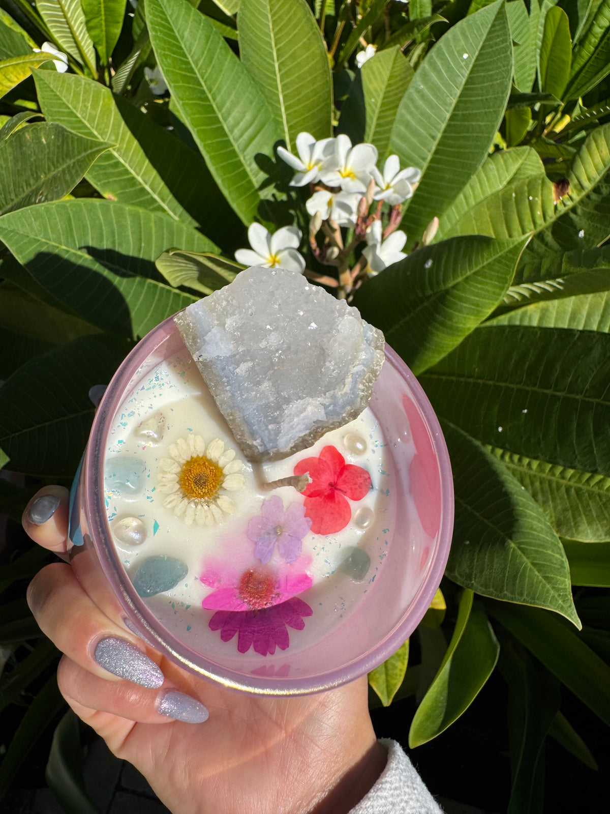 Rose Milk Lush Crystal Candle
