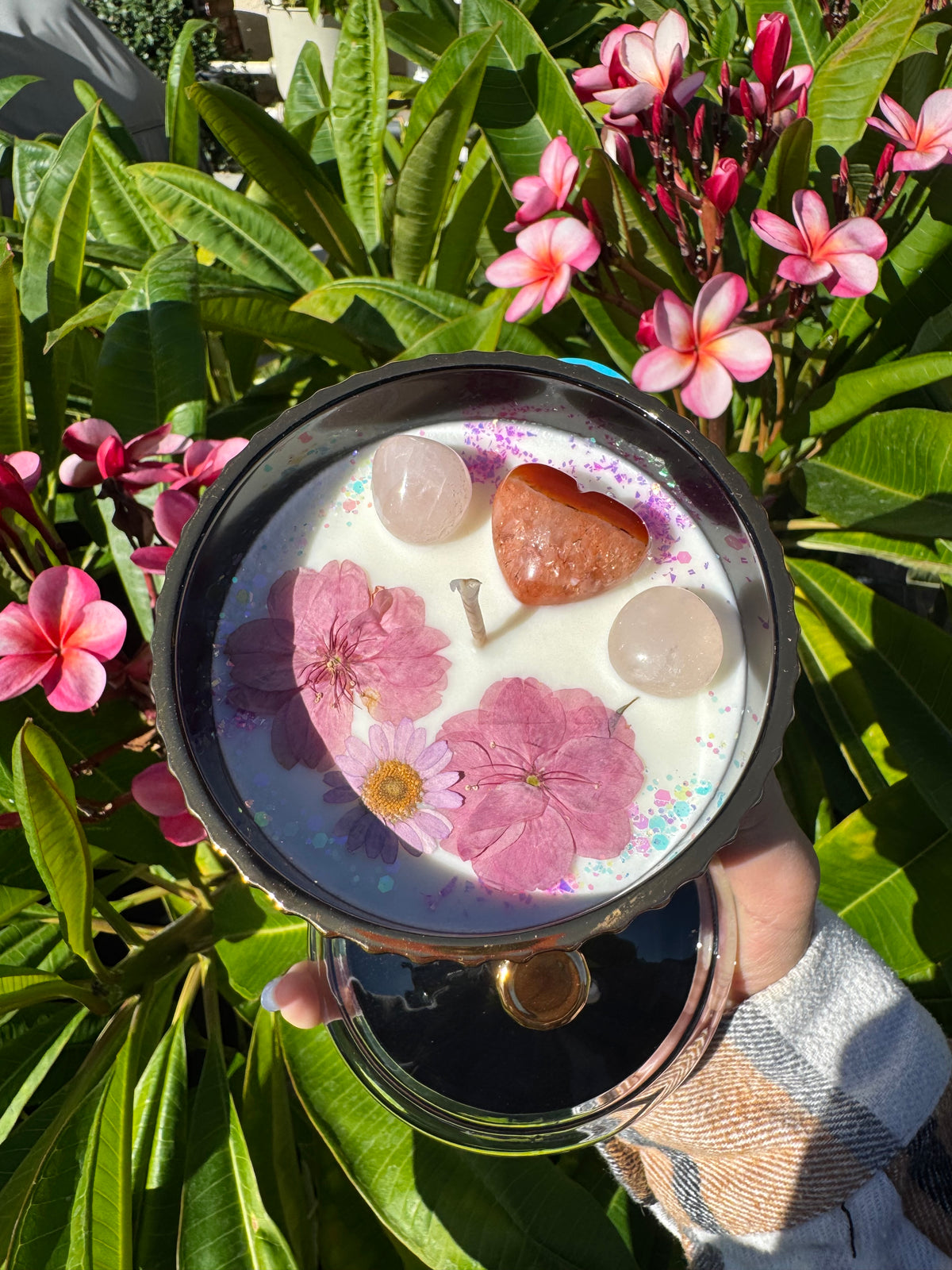 Mahogany Teakwood Crystal Candle