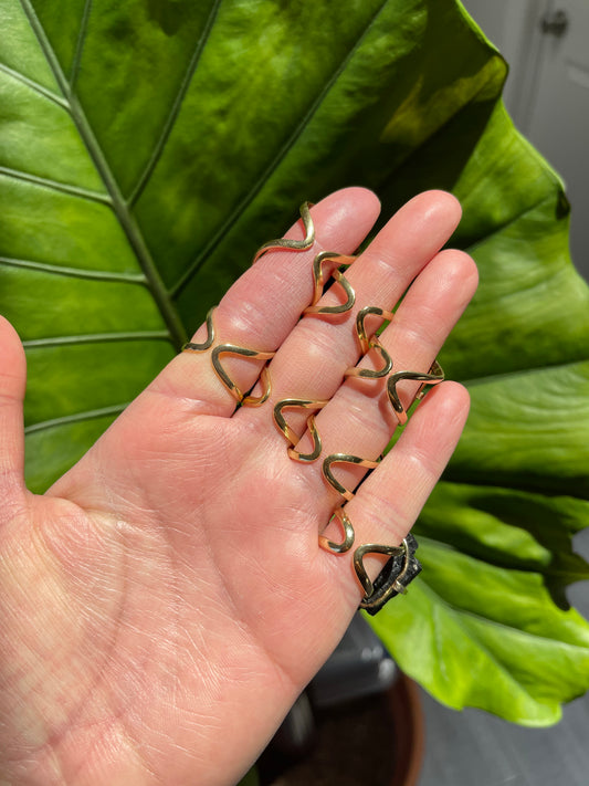 Black Tourmaline - Gold Adjustable Arc Ring