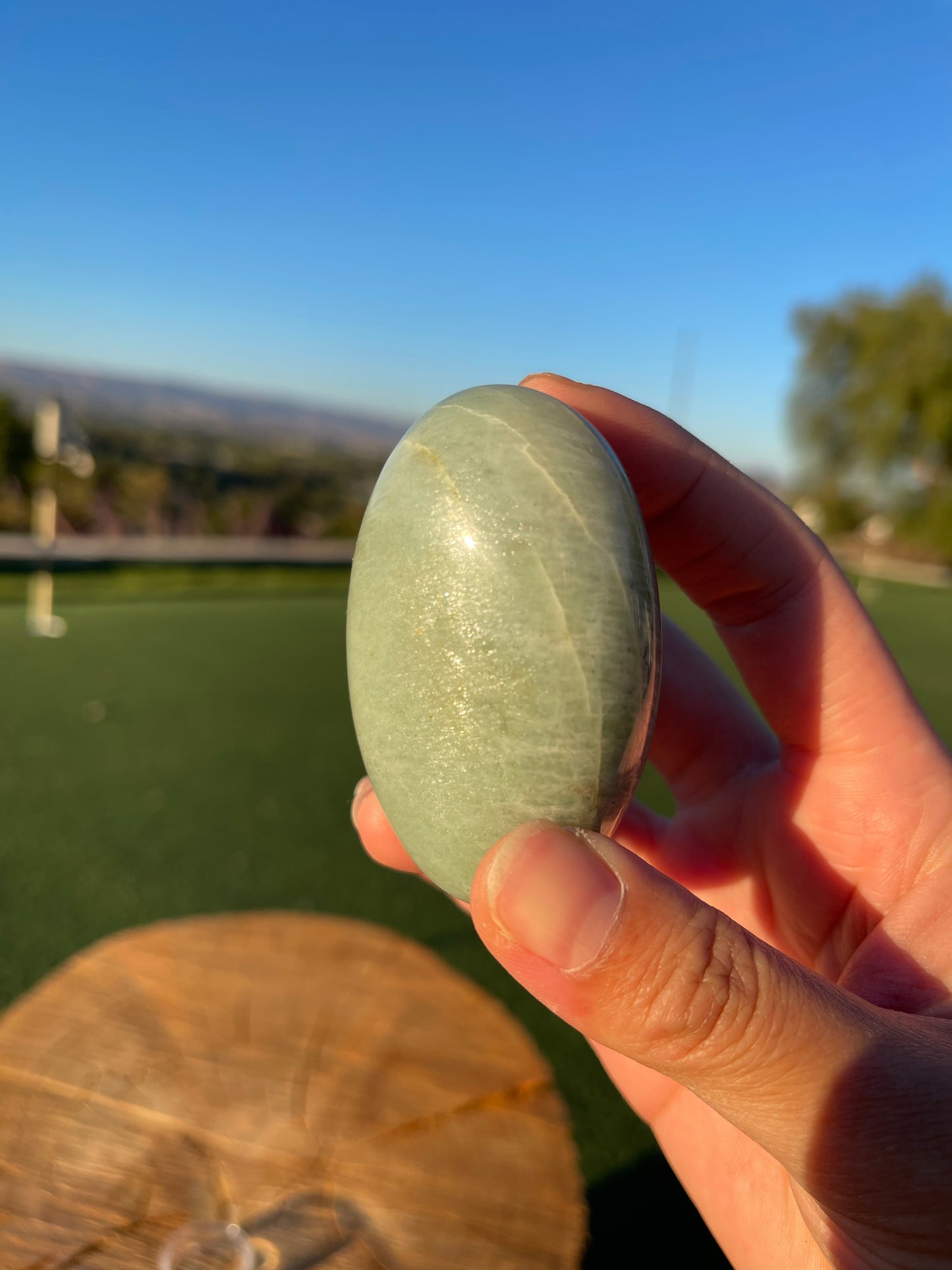 Garnierite Green Moonstone Palm Stones