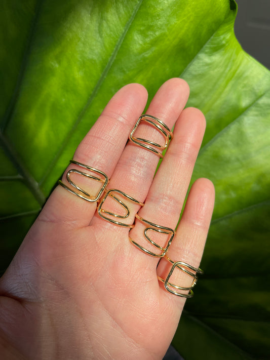 Satin Spar Selenite - Gold Wire Adjustable Ring