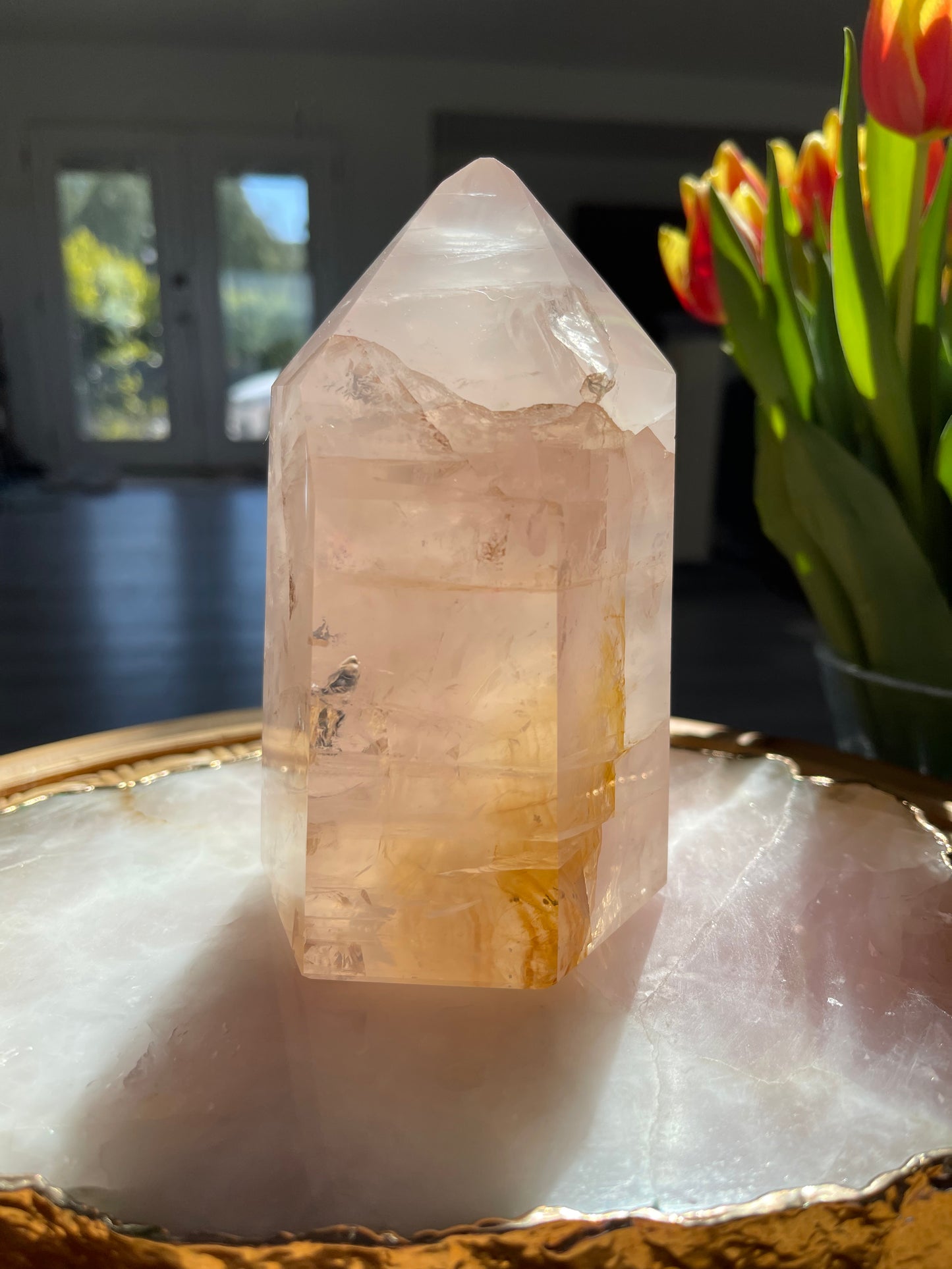 Rose Quartz x Golden Healer Tower - High Grade